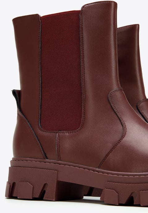Botas Chelsea de plataforma de cuero para mujer Wittchen en color cereza y - Image 6