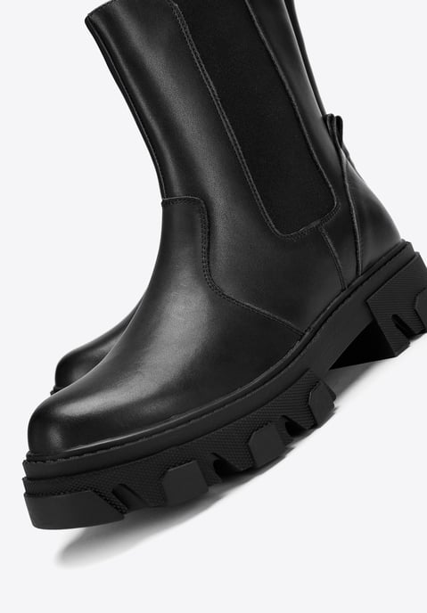 Botas de plataforma de cuero para mujer Wittchen, cuero natural negro - Image 5