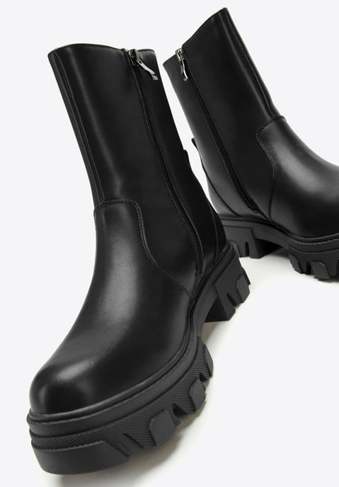 Botas de plataforma de cuero para mujer Wittchen, cuero natural negro - Image 6