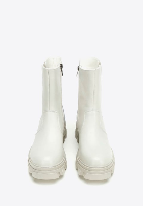 Botas Chelsea de piel Wittchen para mujer con plataforma gris y beige - Image 2