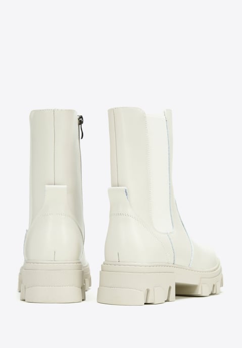Botas Chelsea de piel Wittchen para mujer con plataforma gris y beige - Image 3