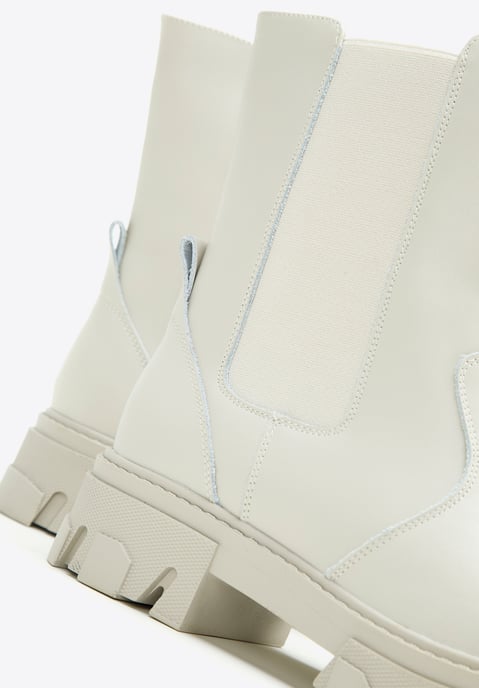 Botas Chelsea de piel Wittchen para mujer con plataforma gris y beige - Image 5