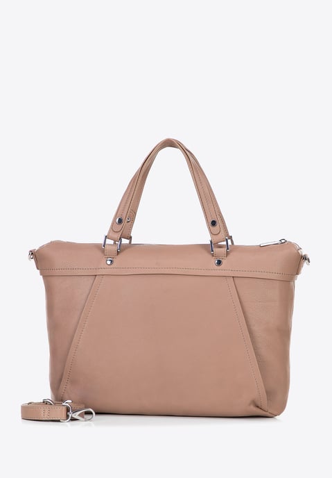 Bolso Wittchen para portátil de 15" con borla, beige, piel natural - Image 3