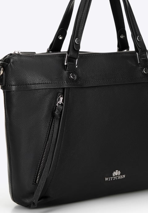 Bolso Wittchen para portátil de 15" con borla, color negro y natural - Image 3