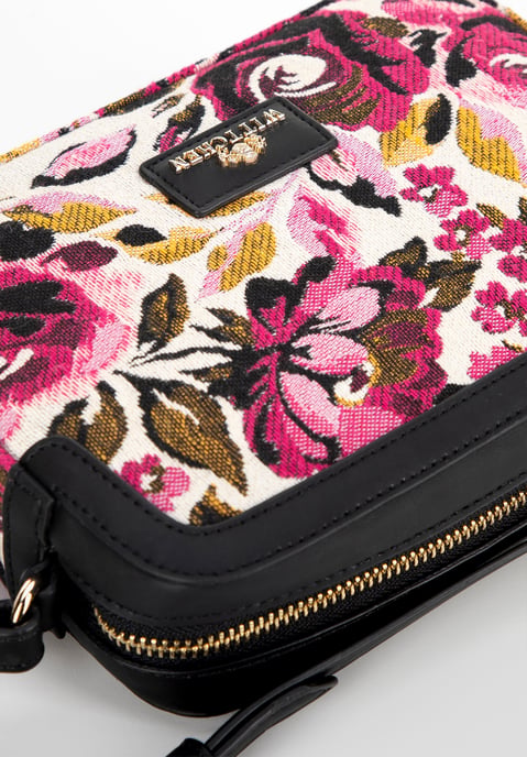Bolso bandolera para mujer Wittchen de jacquard y ecopiel, blanco y rosa - Image 3