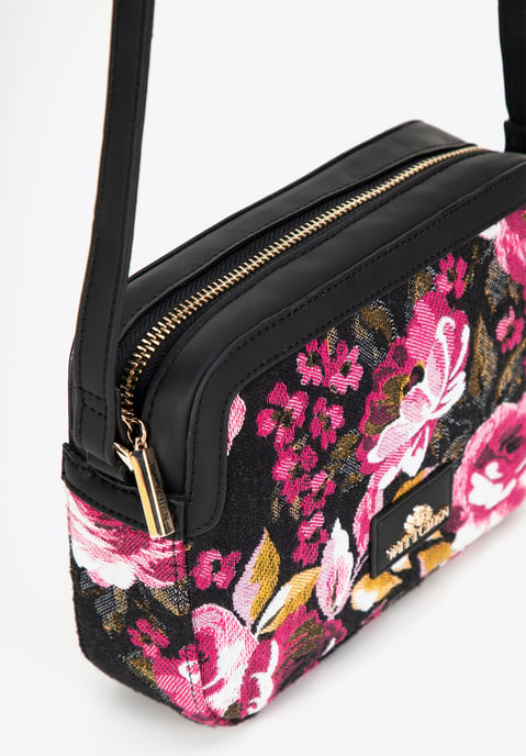 Bolso bandolera para mujer Wittchen de jacquard y ecopiel, color negro y rosa - Image 3