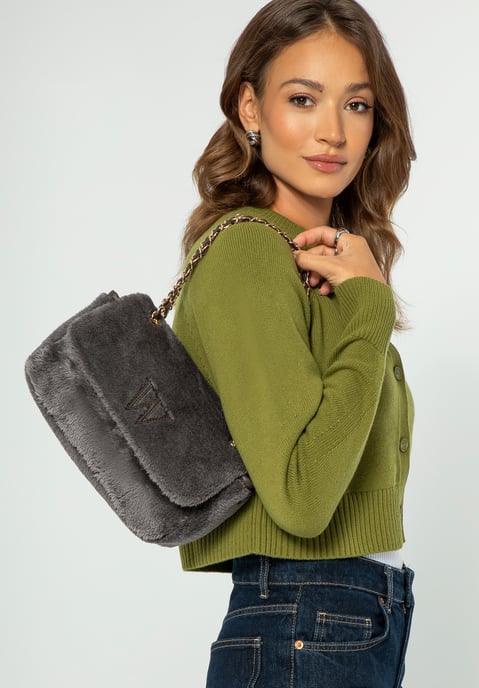 Bolso bandolera Wittchen para mujer con pelo, gris - Image 5