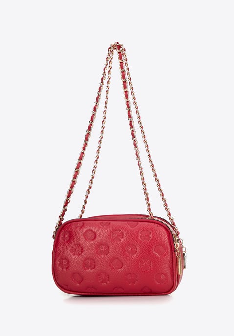 Bolso bandolera de piel para mujer Wittchen con cadena, color frambuesa - Image 2