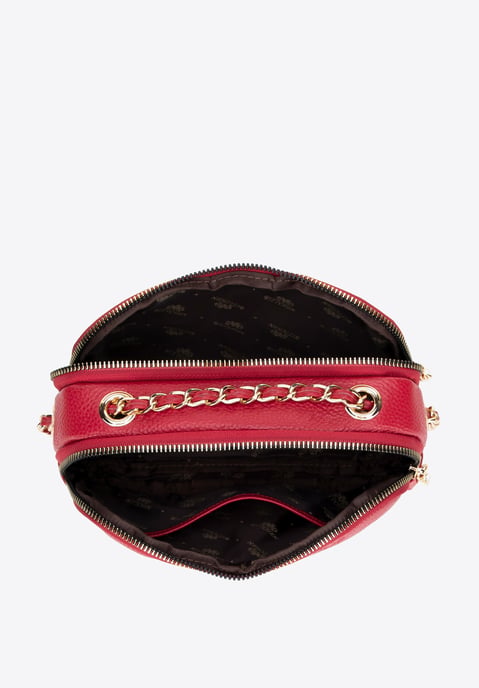 Bolso bandolera de piel para mujer Wittchen con cadena, color frambuesa - Image 3