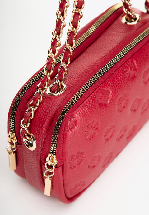 Bolso bandolera de piel para mujer Wittchen con cadena, color frambuesa - Image 5