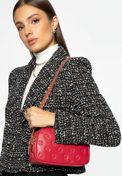 Bolso bandolera de piel para mujer Wittchen con cadena, color frambuesa - Image 6