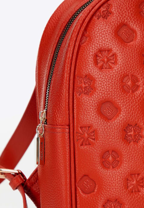 Mochila Wittchen para mujer en piel grabada naranja - Image 3