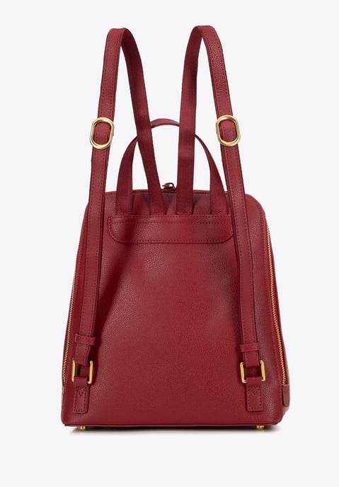 Mochila de cuero para mujer Wittchen, color rojo trapezoidal, piel natural - Image 2