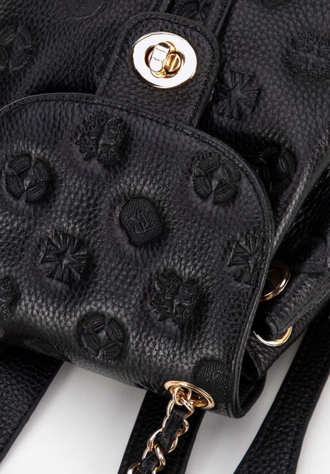 Mochila de cuero con cadena para mujer Wittchen, color negro y piel natural - Image 4
