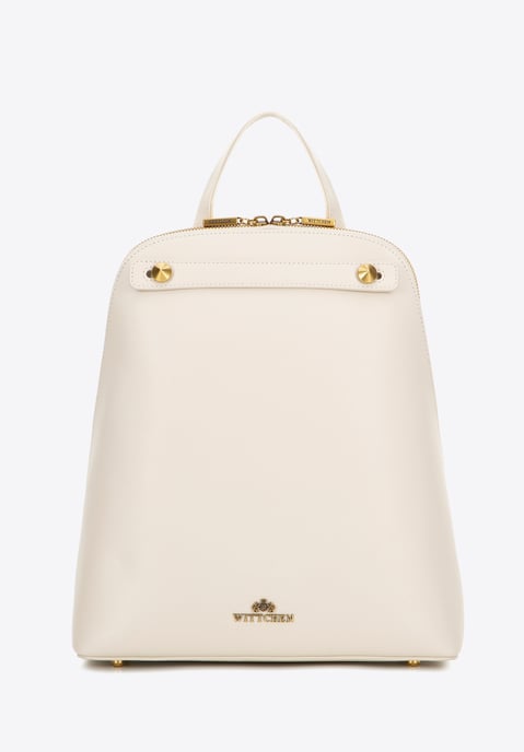 Mochila de cuero para mujer Wittchen en color crema, trapezoidal y natural - Image 1