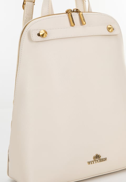 Mochila de cuero para mujer Wittchen en color crema, trapezoidal y natural - Image 4