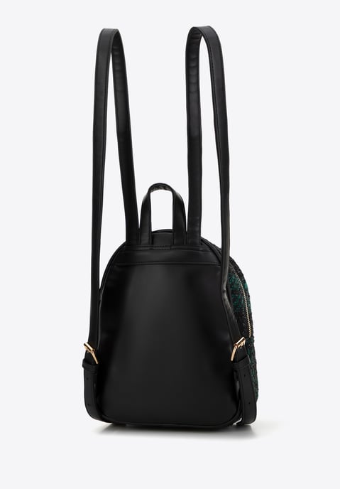 Mochila para mujer Wittchen en tejido bouclé de poliéster negro y verde - Image 1