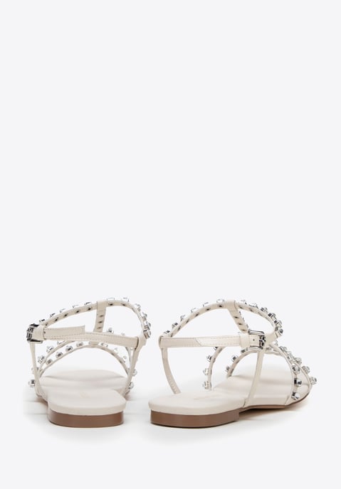 Sandalias de piel para mujer Wittchen con cristales, color crema - Image 3