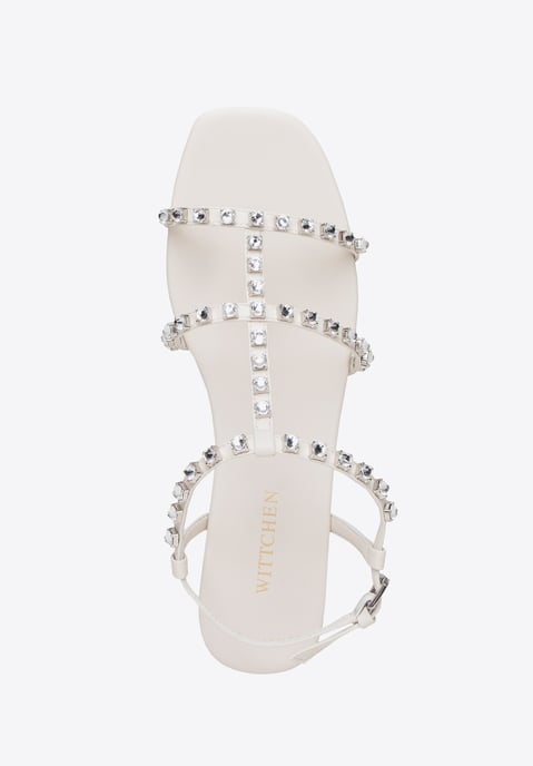 Sandalias de piel para mujer Wittchen con cristales, color crema - Image 4