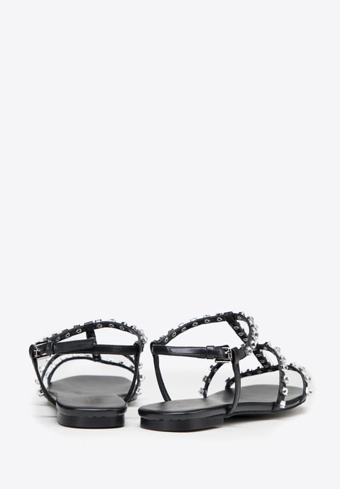 Sandalias de piel para mujer Wittchen con cristales en piel natural negra - Image 3