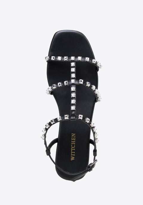 Sandalias de piel para mujer Wittchen con cristales en piel natural negra - Image 4