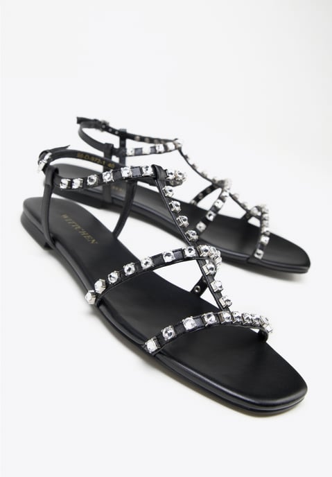 Sandalias de piel para mujer Wittchen con cristales en piel natural negra - Image 6