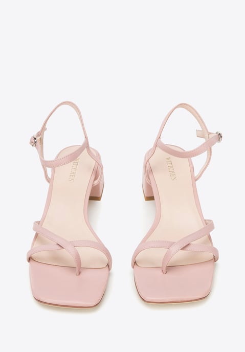 Sandalias de piel para mujer Wittchen con tiras finas, color rosa empolvado - Image 2