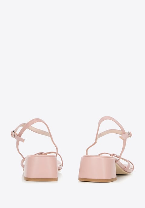 Sandalias de piel para mujer Wittchen con tiras finas, color rosa empolvado - Image 4