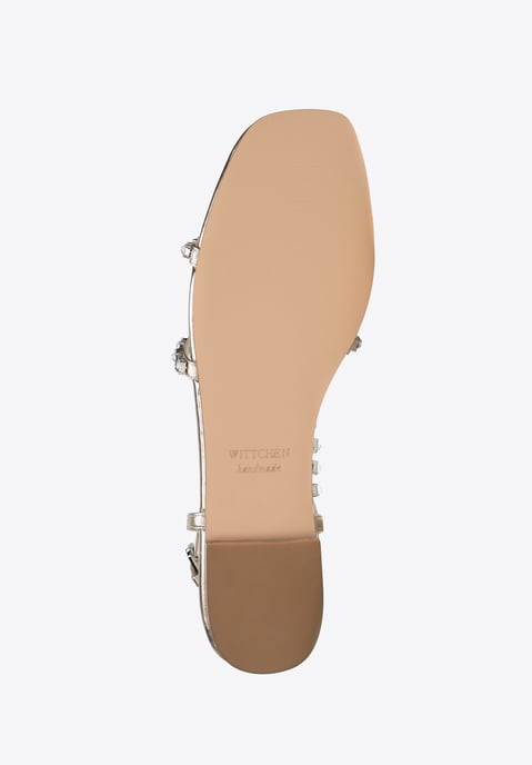 Sandalias de piel para mujer Wittchen con cristales, doradas - Image 5