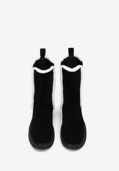 Botas Chelsea de ante para mujer Wittchen con piel de oveja sintética negra. - Image 2