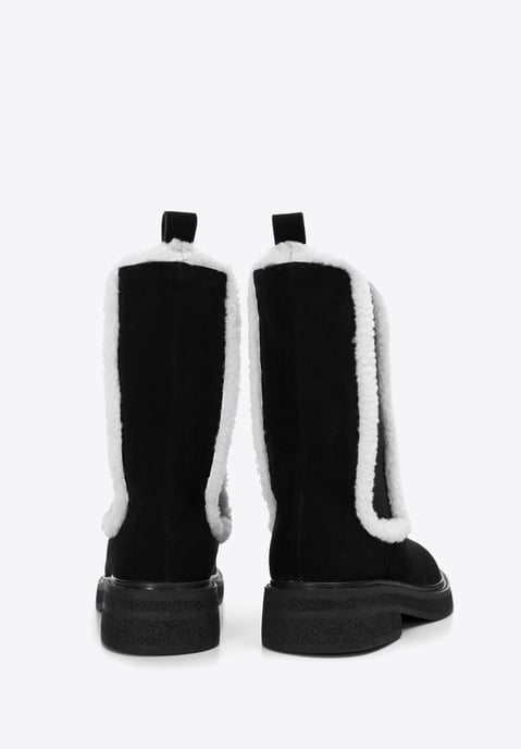 Botas Chelsea de ante para mujer Wittchen con piel de oveja sintética negra. - Image 3