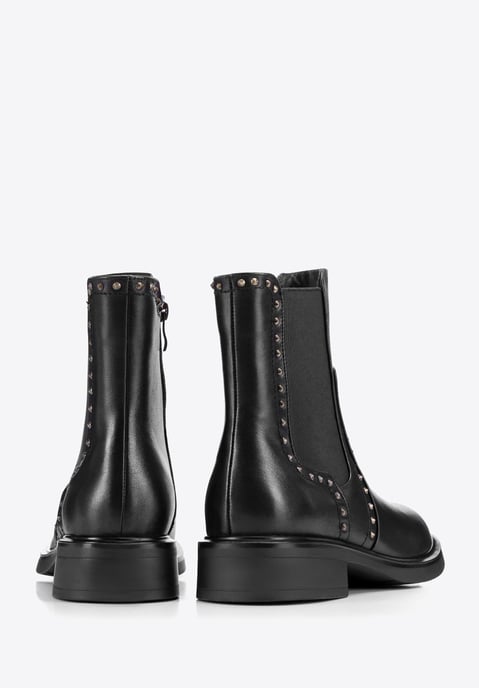 Botas Chelsea de piel para mujer Wittchen con remaches decorativos, color negro - Image 3
