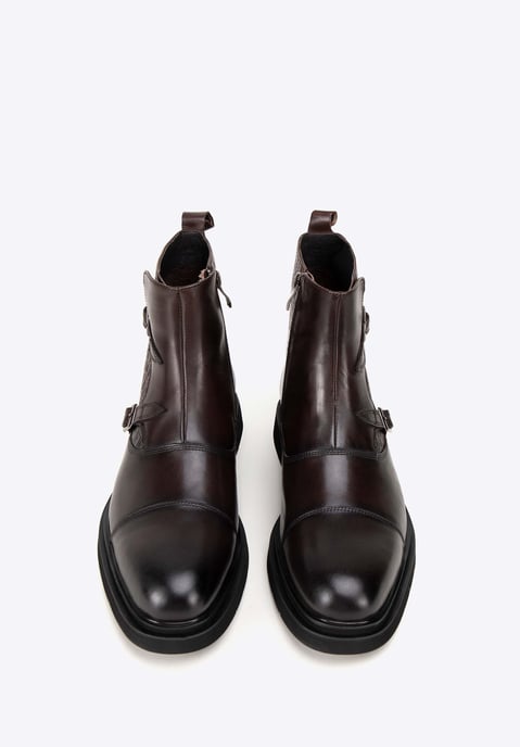 Botas Chelsea de piel Wittchen para hombre con inserciones de cocodrilo, marrón - Image 2