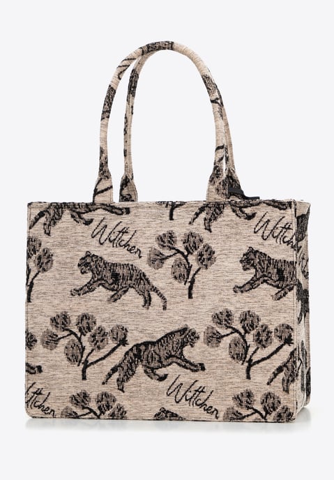 Bolso shopper para mujer Wittchen con estampado jacquard, marrón y negro - Image 1