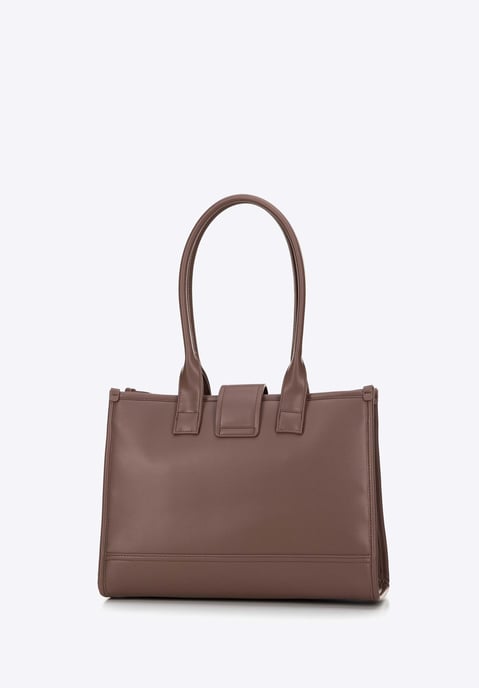 Bolso de hombro clásico para mujer Wittchen con inserto de tela, beige - Image 1