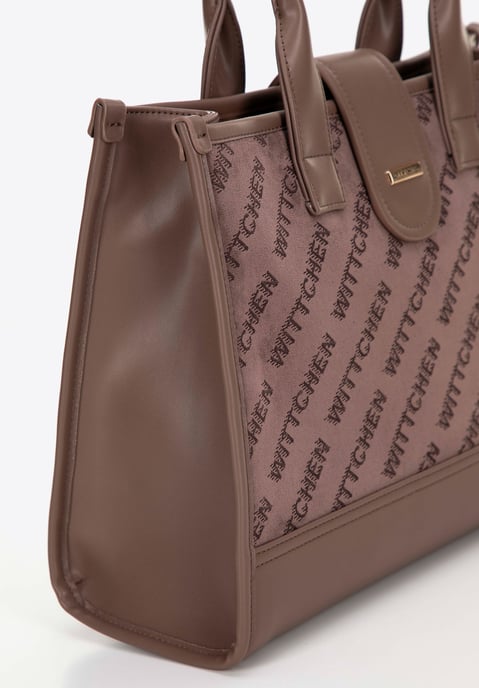 Bolso de hombro clásico para mujer Wittchen con inserto de tela, beige - Image 3