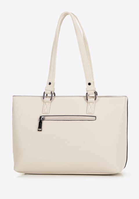 Bolso de mano para mujer Wittchen de piel ecológica, color guisante, crema - Image 2