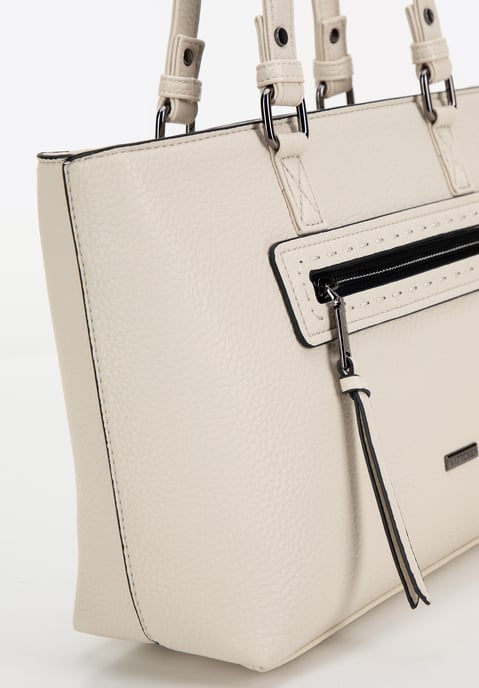 Bolso de mano para mujer Wittchen de piel ecológica, color guisante, crema - Image 4