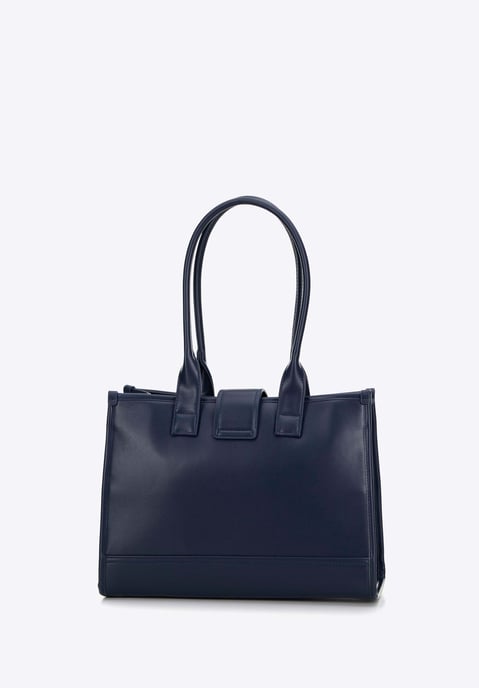 Bolso de hombro clásico Wittchen para mujer con inserto de tela, azul marino - Image 2