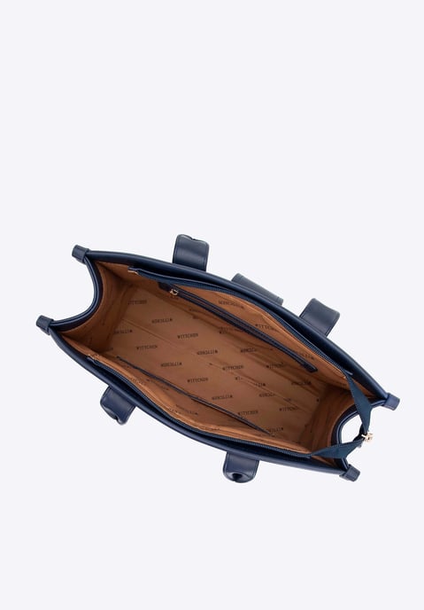 Bolso de hombro clásico Wittchen para mujer con inserto de tela, azul marino - Image 3