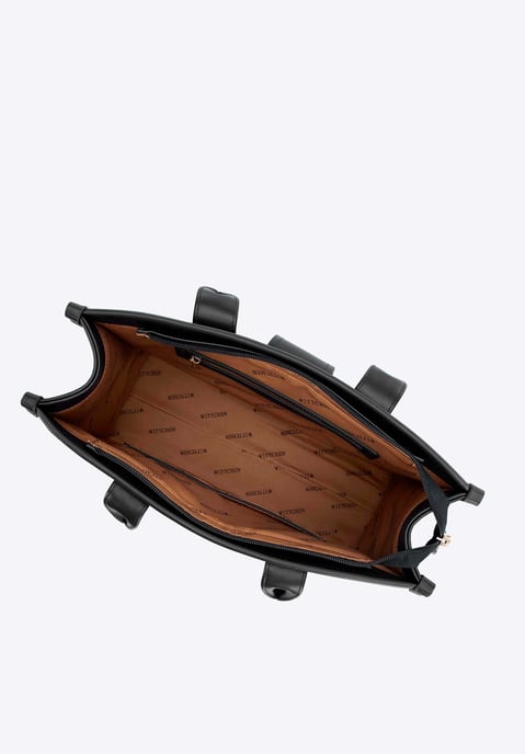 Bolso de hombro clásico para mujer Wittchen con inserto de tela, negro - Image 3