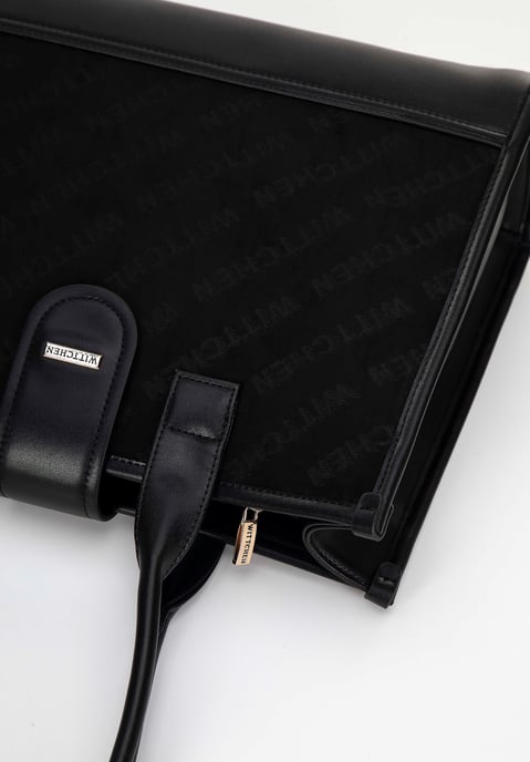 Bolso de hombro clásico para mujer Wittchen con inserto de tela, negro - Image 4
