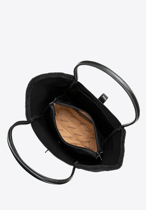 Bolso shopper para mujer Wittchen con inserciones de pelo, negro, piel ecológica - Image 5
