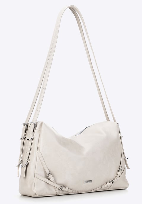 Bolso shopper para mujer Wittchen con correas decorativas, blanco roto - Image 4