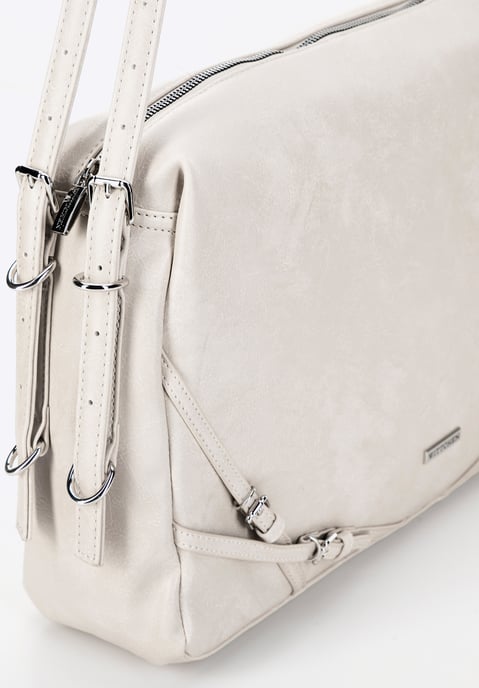 Bolso shopper para mujer Wittchen con correas decorativas, blanco roto - Image 5