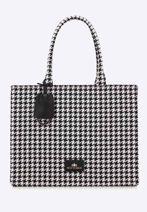 Bolso shopper para mujer Wittchen de algodón blanco y negro con estampado - Image 2