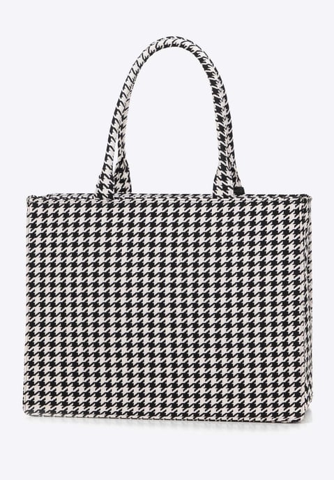 Bolso shopper para mujer Wittchen de algodón blanco y negro con estampado - Image 3
