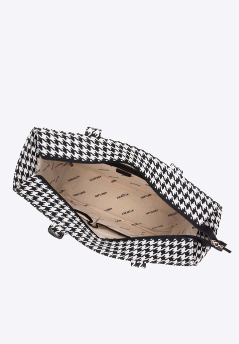 Bolso shopper para mujer Wittchen de algodón blanco y negro con estampado - Image 4