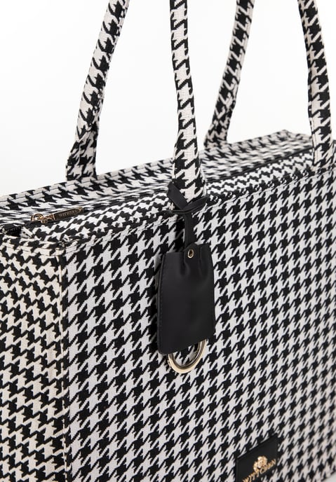 Bolso shopper para mujer Wittchen de algodón blanco y negro con estampado - Image 6