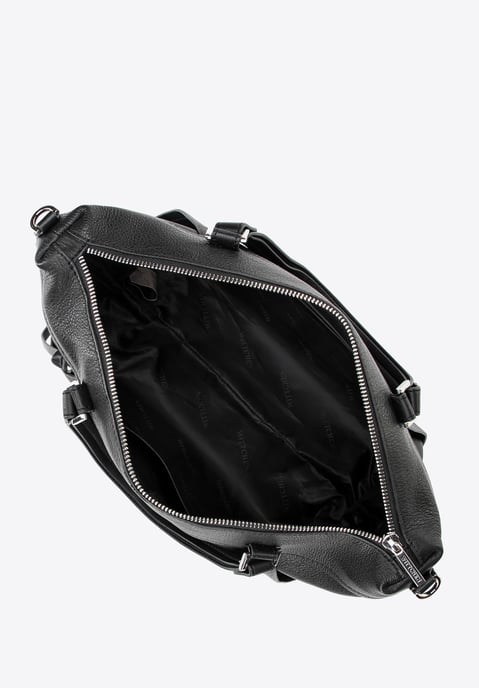 Bolso shopper para mujer Wittchen de piel auténtica con borla, color negro - Image 4